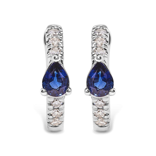 Sapphire and Diamond Hoop Earrings